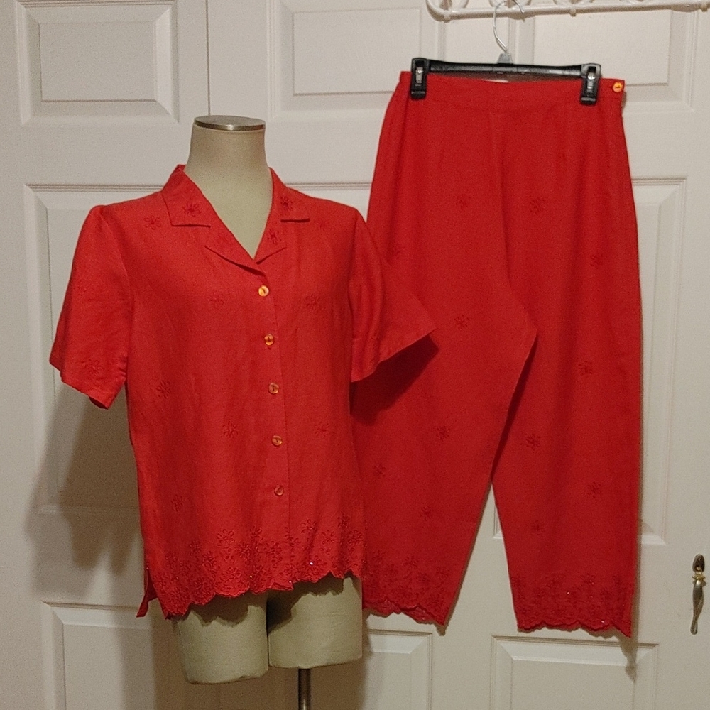 Kaktus Red Embroidered Set